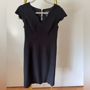 Adrianna Papell Black Sheath Mini Dress V-Neck Flutter Sleeves